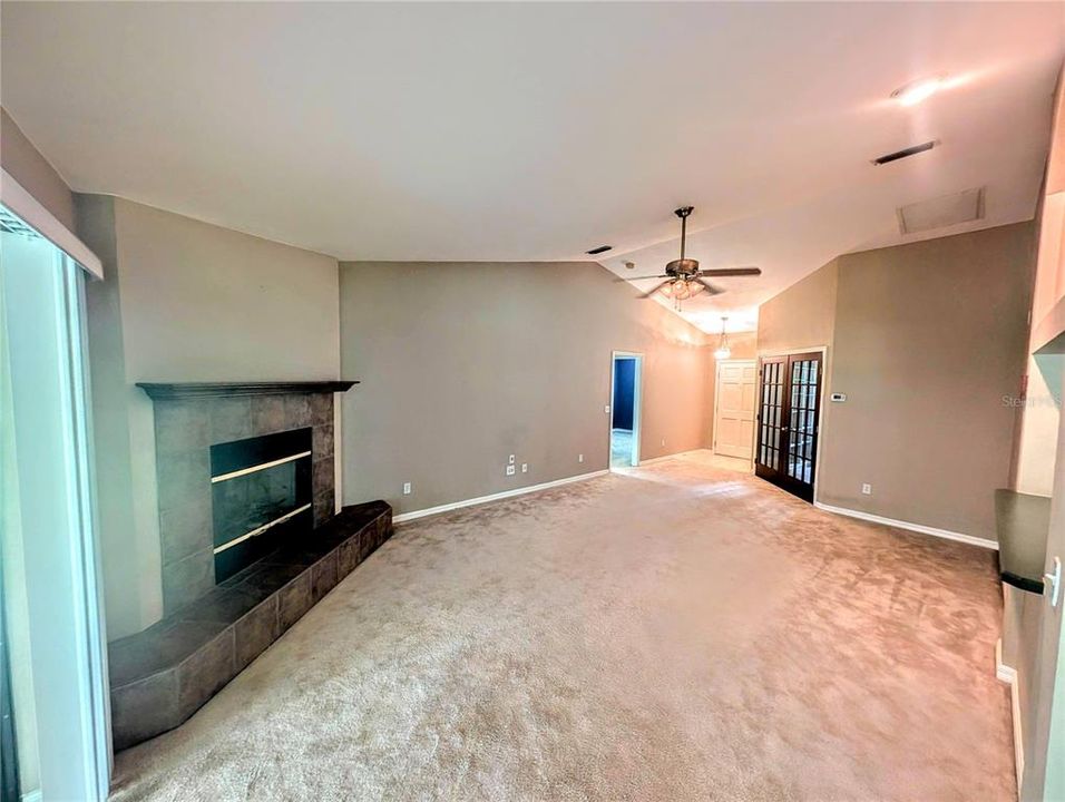 Living area with fireplace