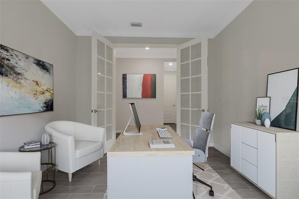 Great office space or add a murphy bed.  virtually staged.