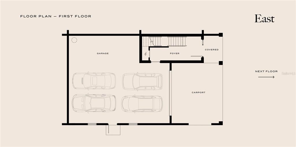 4 car garage with flex space and two car covered carport