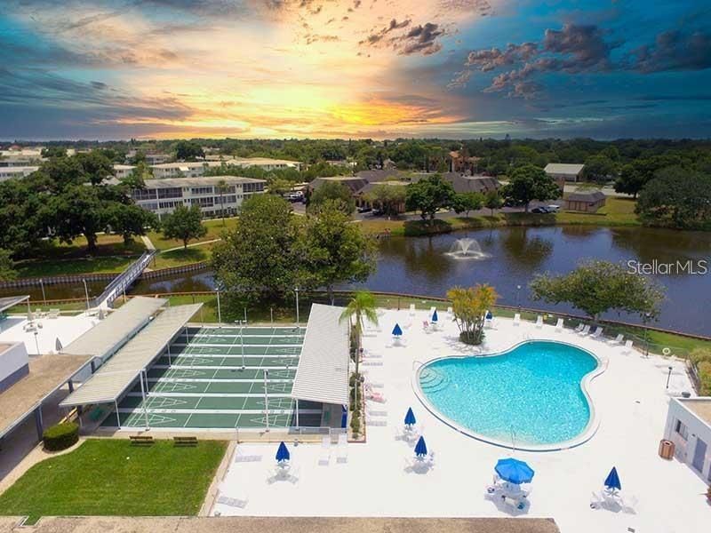 Overhead pool and shuffleboard