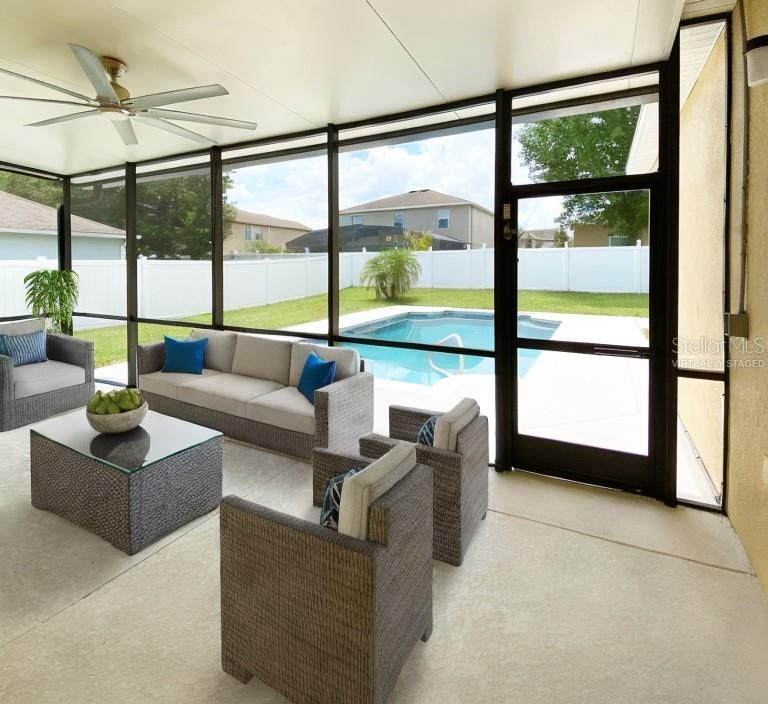 Spacious patio virtually staged