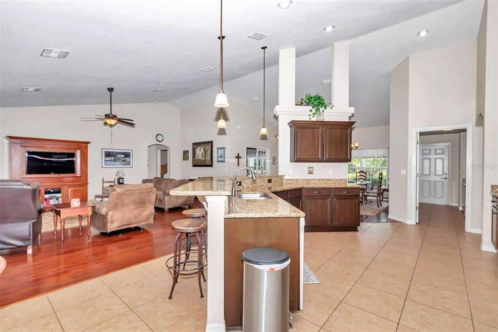 Open kitchen and living room