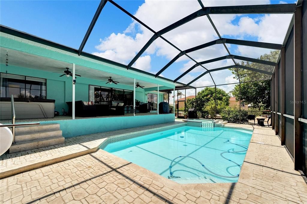 Screened Enclosure with Pool & Hot Tub