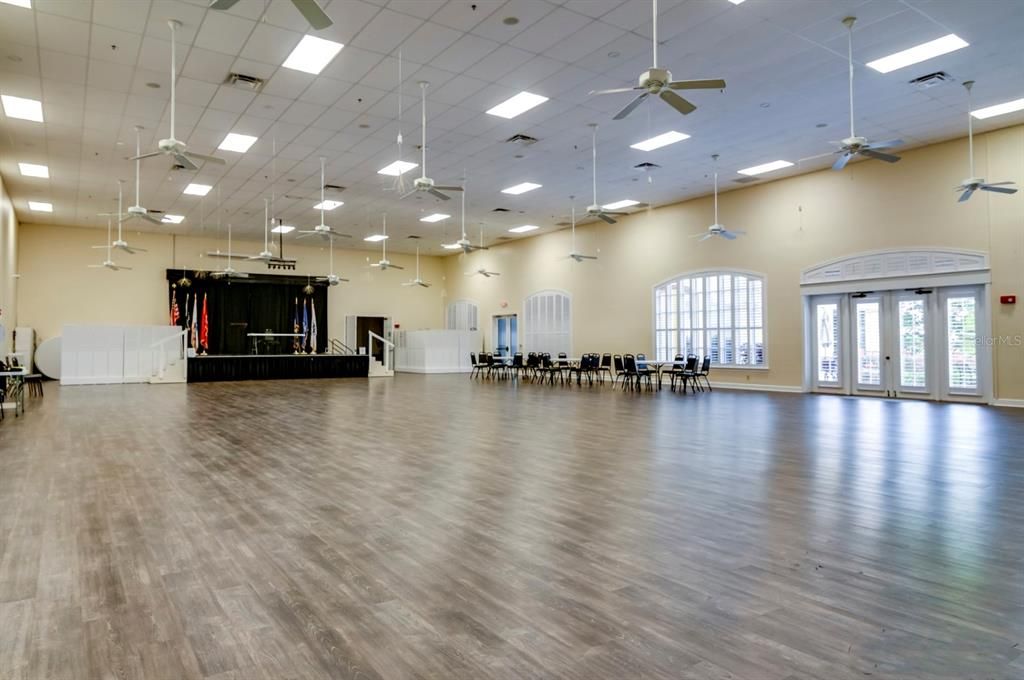 The Health and Fitness Center's ballroom is used for large group classes and social events. A smaller multipurpose room is also in this area.