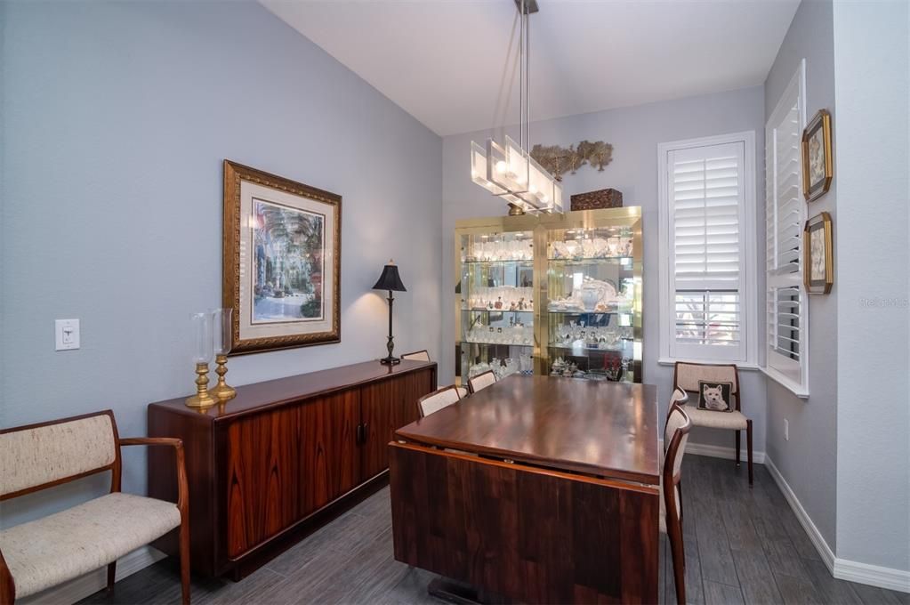 The dining area gets great natural light from the corner windows.