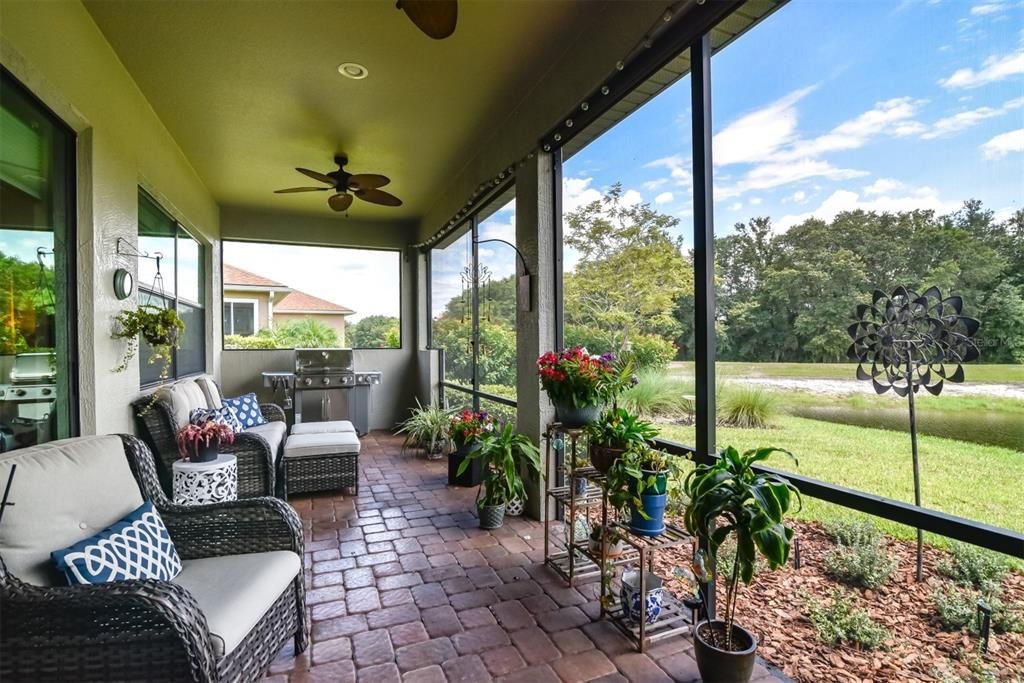 The lanai has roll down sun screens and reinforced screeing in the lower portions.