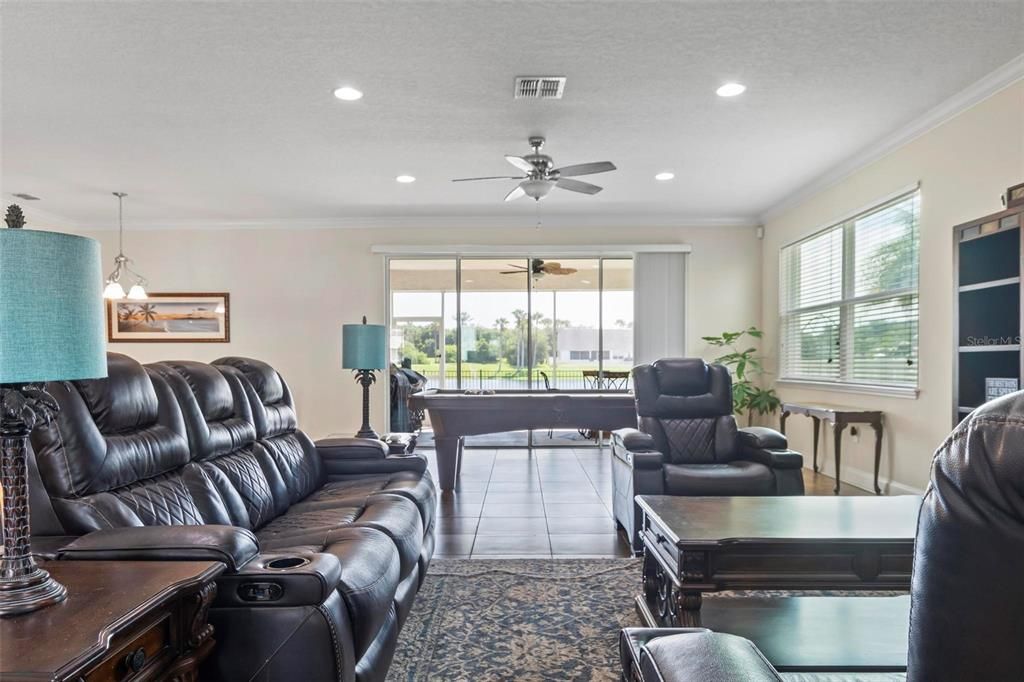 View from the front door into the living room.