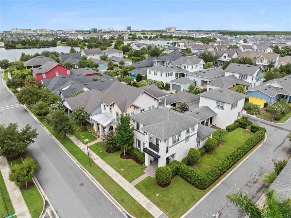 Aerial Shot Single Family Home with Detached Garage and Above Garage Apartment (ADU).