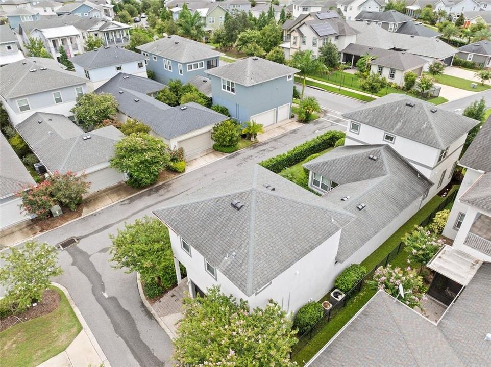 Aerial Shot Single Family Home with Detached Garage and Above Garage Apartment (ADU).