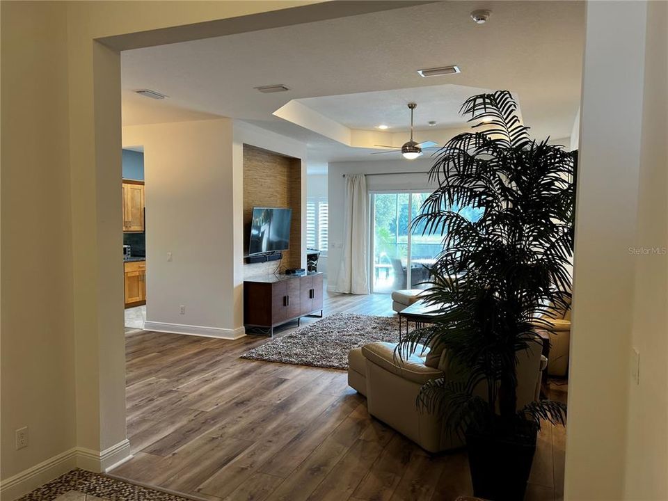 Foyer with views into the living room