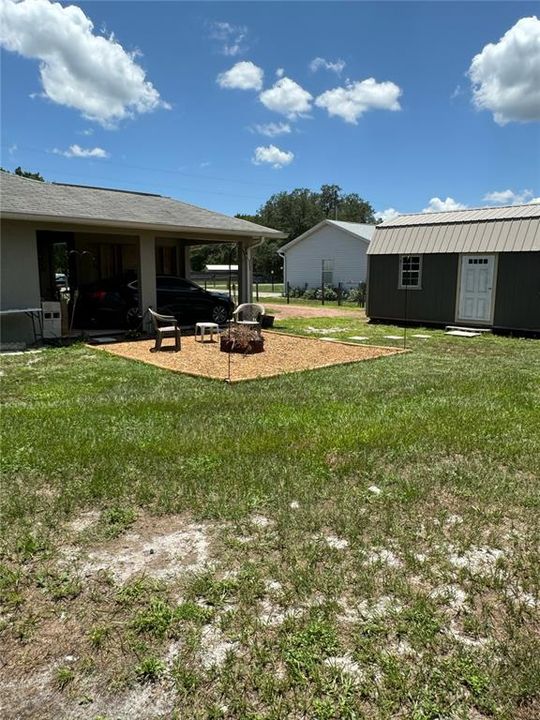 Backyard with fire pit