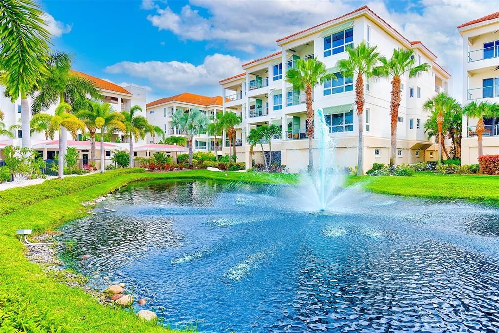 Pond and fountain