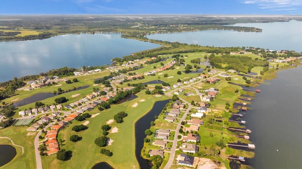 The beautiful island surrounded by Lake Dora and Lake Beauclair