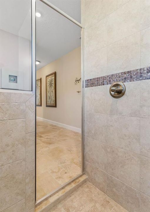 Walk in tile shower