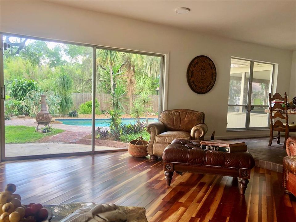 Living Room with Pool View