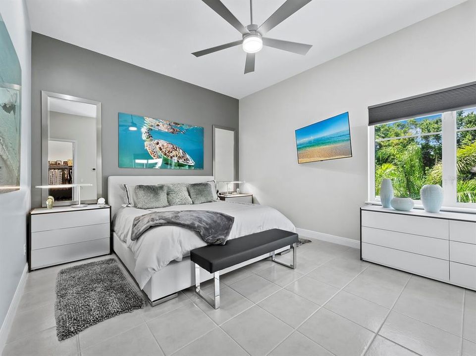 Primary bedroom, view of pool and Lagoon