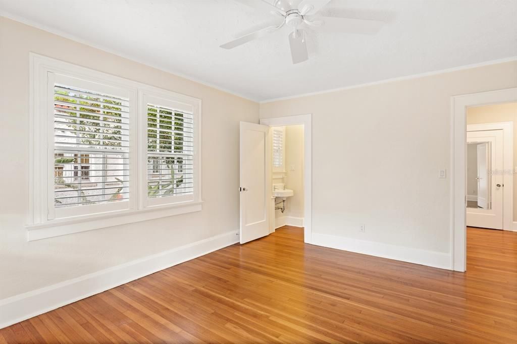 The upstairs front bedroom contains a 1/2 bath.