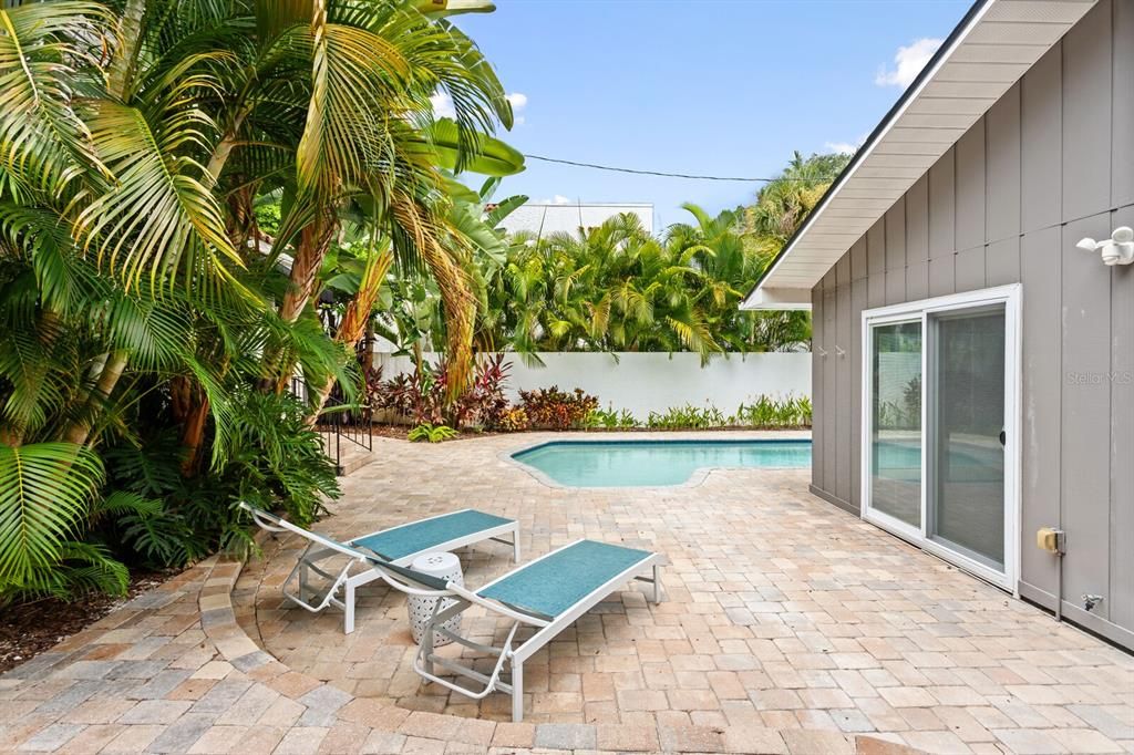 Plenty of space in the backyard to entertain. Casita featured on the right of the photo.