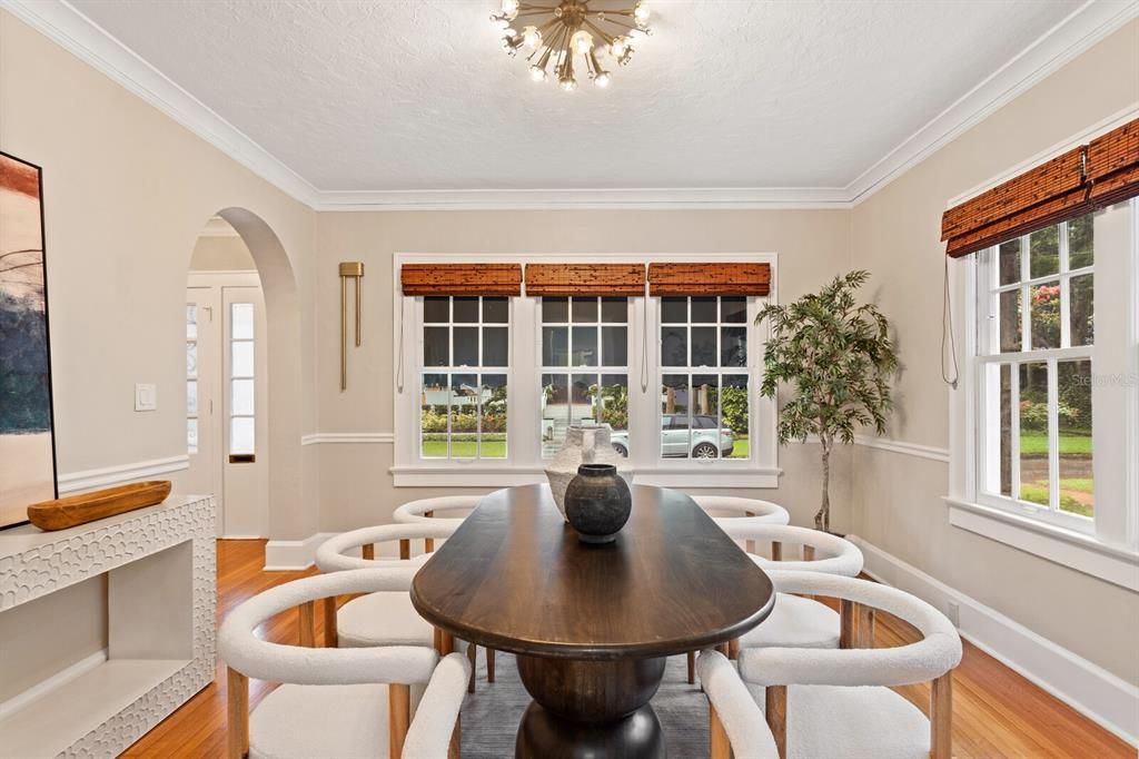 Dining room has nice light facing the front of the home.