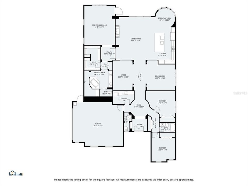 Floor Plan with Room Sizes.