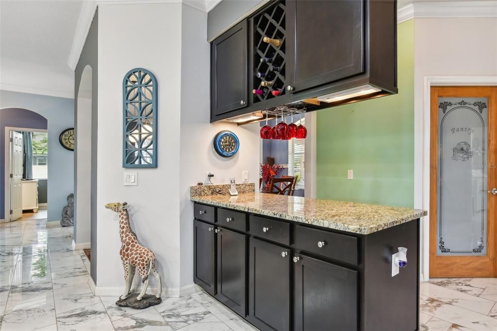 Cabinets and Countertops everywhere! A very elegant entry into the Pantry