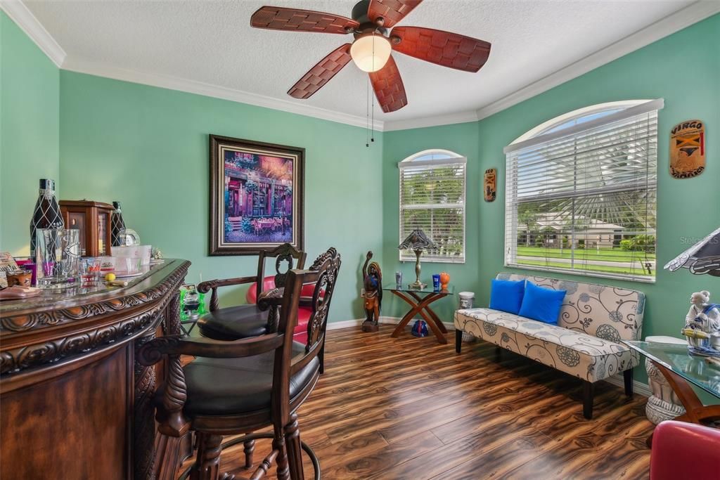 Formal Living Room Right off the Foyer. Currently being used as a Bar