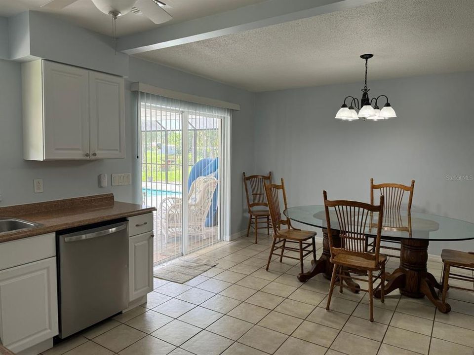 Dining with view of pool