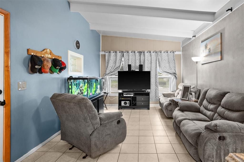 Living Room with vaulted ceiling