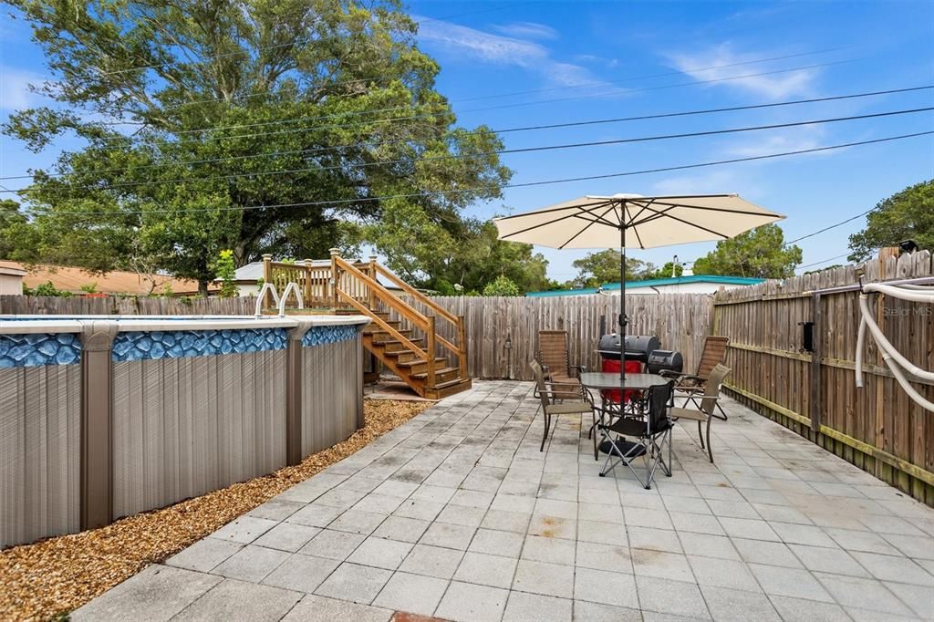 Patio area with room to lounge, barbecue and eat!