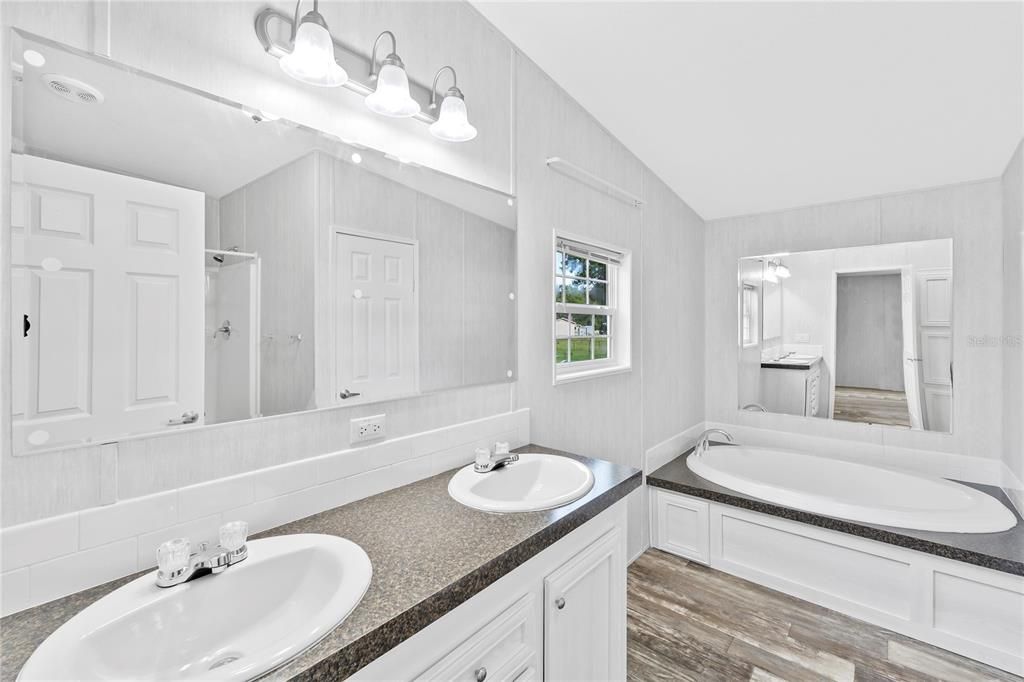 Primary Bathroom w/ Dual Sink Vanity and Island Soaking Tub