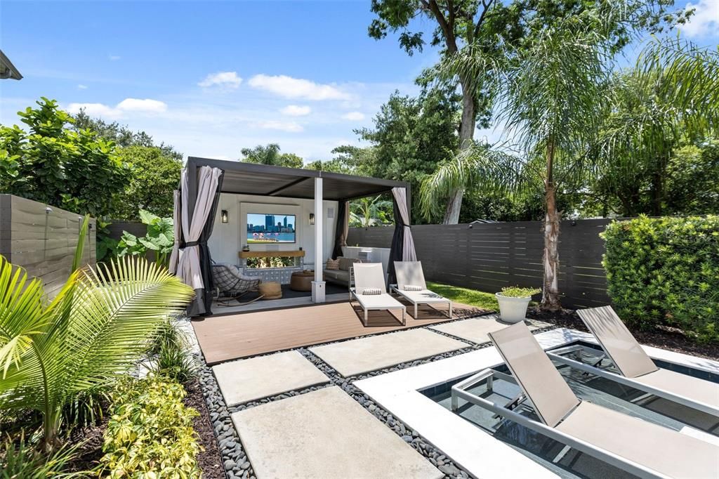 Exterior Living Area with Louvered Pergola