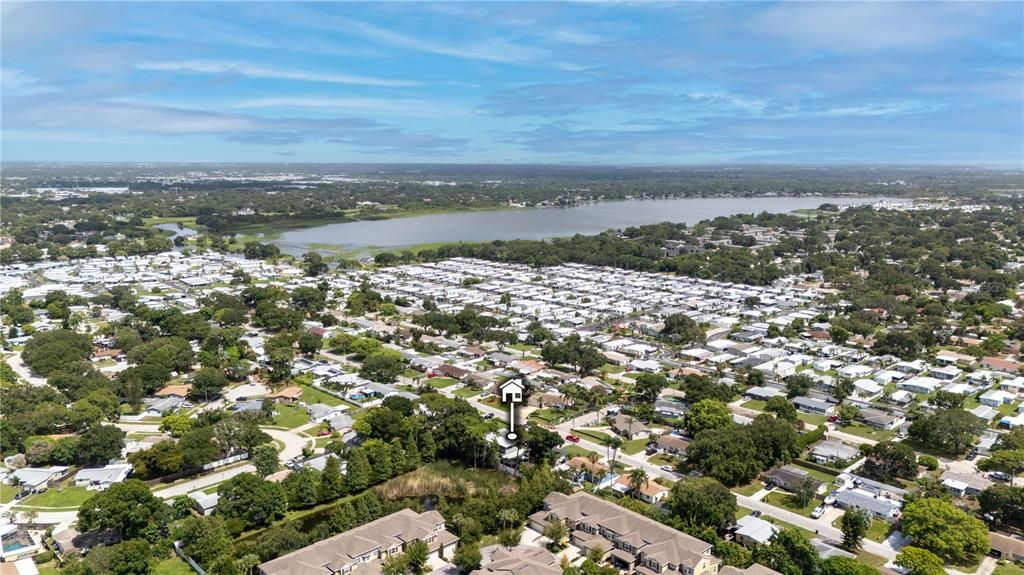 Aerial view of location of home