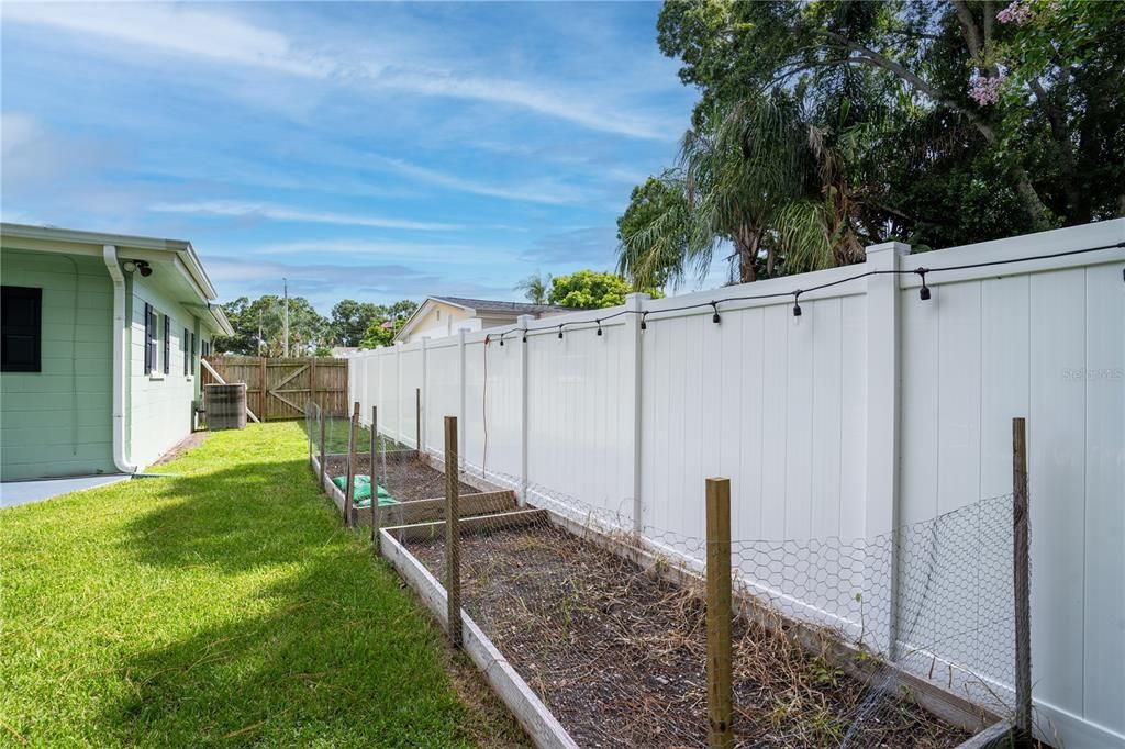 Side yard + gardening area