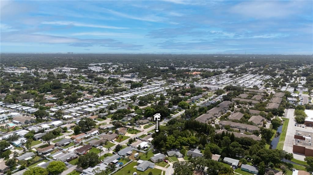 Aerial view of location of home