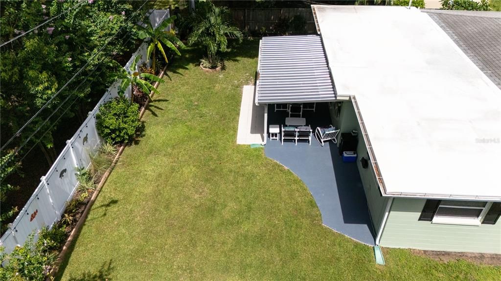 Aerial view of backyard