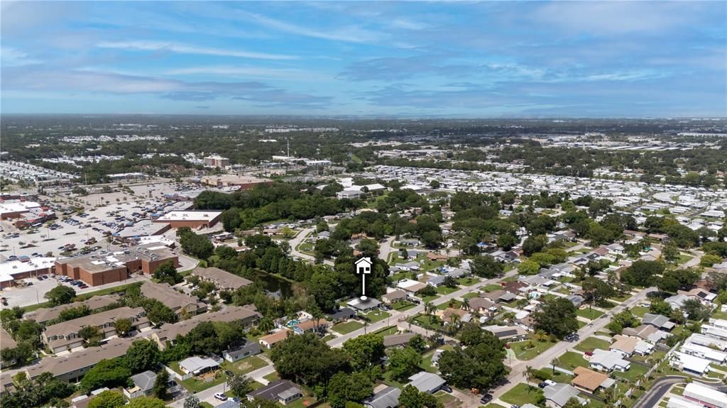 Aerial view of location of home