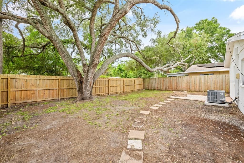 Fully fenced in backyard