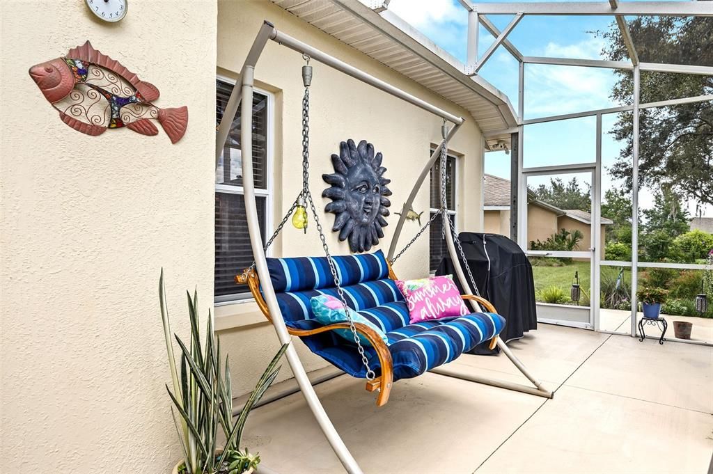 Caged Lanai with afternoon shade