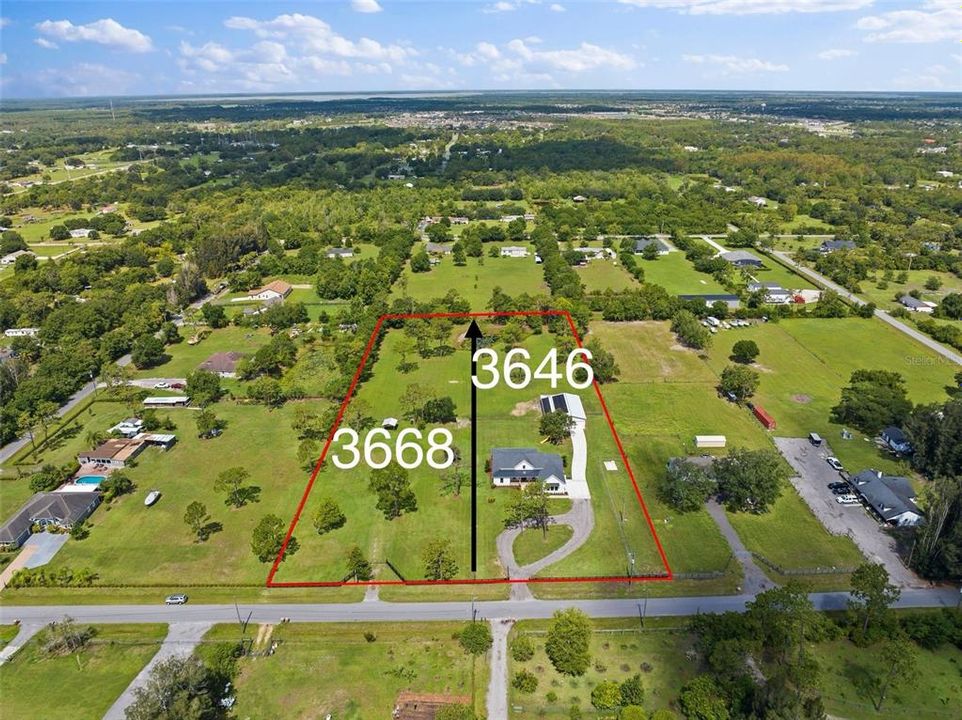 3668 is 2.4 acres and also available with purchase of 3646.