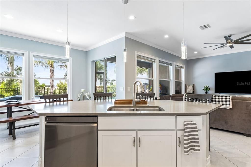 The dinette space in the kitchen allows for seating up to 8 so you can use the formal dining space as a flex room without sacrificing a full table.