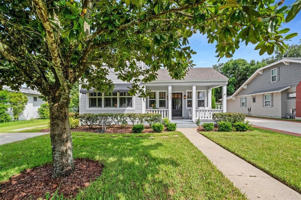 Timeless classic covered front porch.