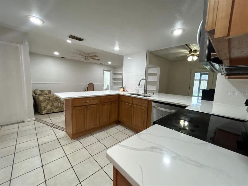 Kitchen open to family room