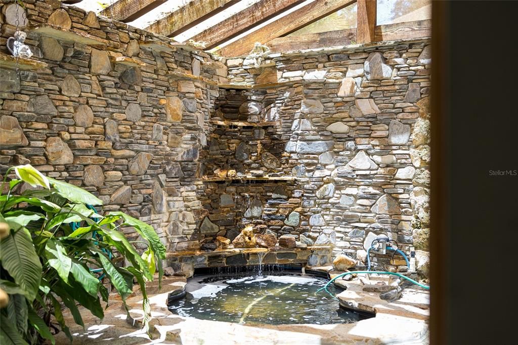 waterfall outside master and formal living room