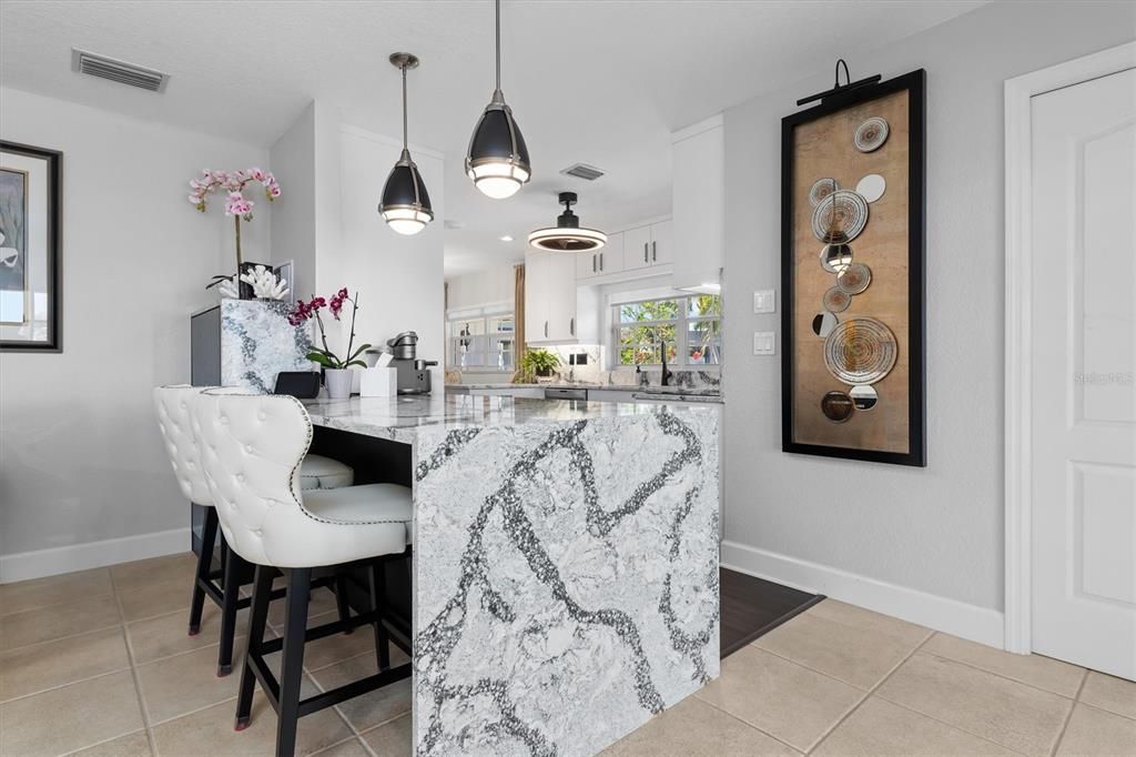 Breakfast Bar. Note Custom lighting.