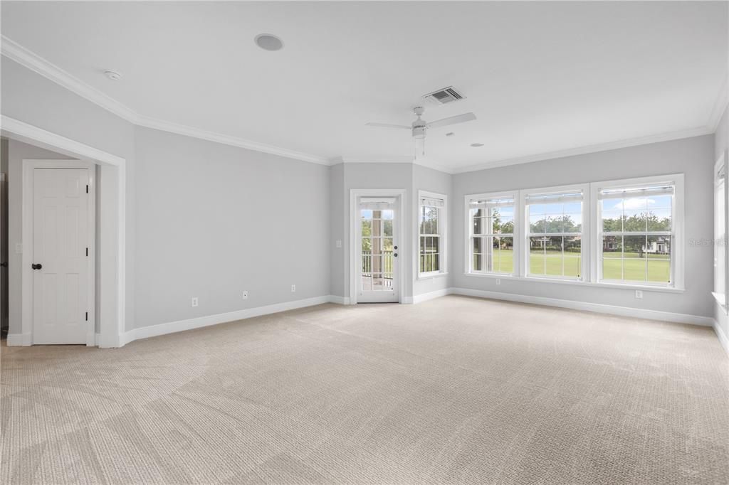 Primary Bedroom has golf course views