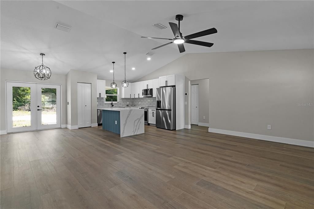 Kitchen and Dining Room from the living area