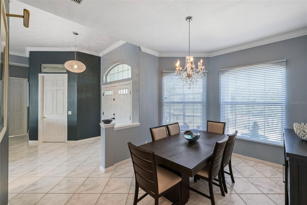 Entrance and formal dining room.