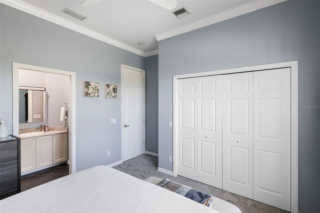 Large built-in closets allow for plenty of storage.