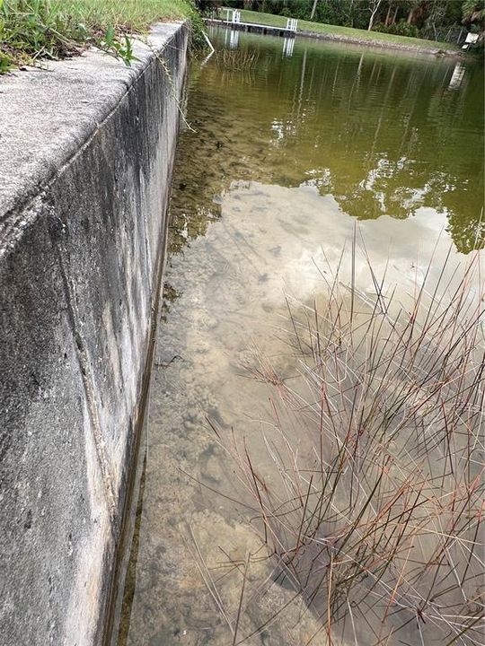 Water access to the left of the sea wall.