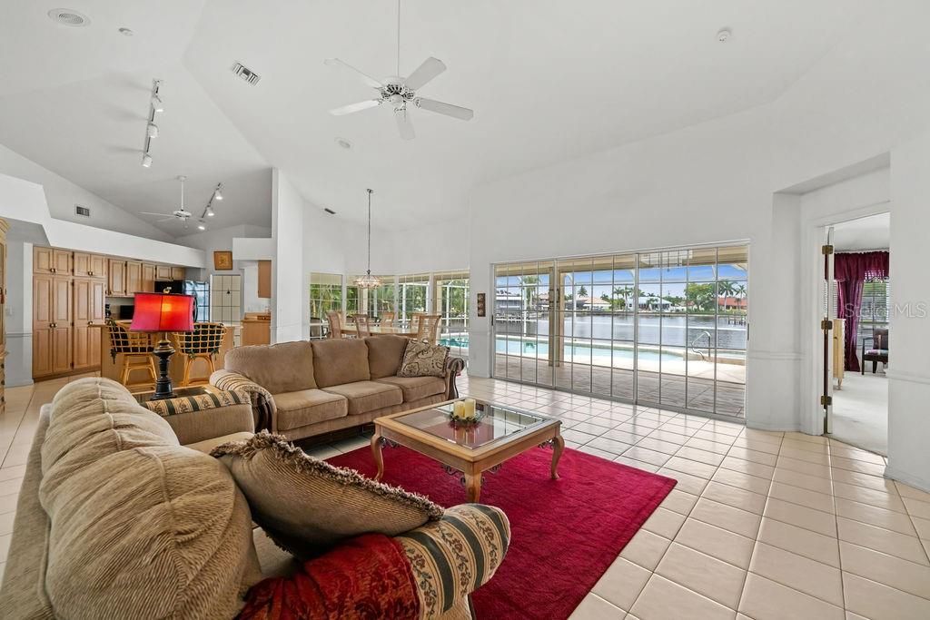 Large open concept family room with lots of natural light.